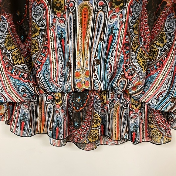 Lily Lou Women's Semi Sheer Blouse with black lining, Large , great shape! - Picture 5 of 6